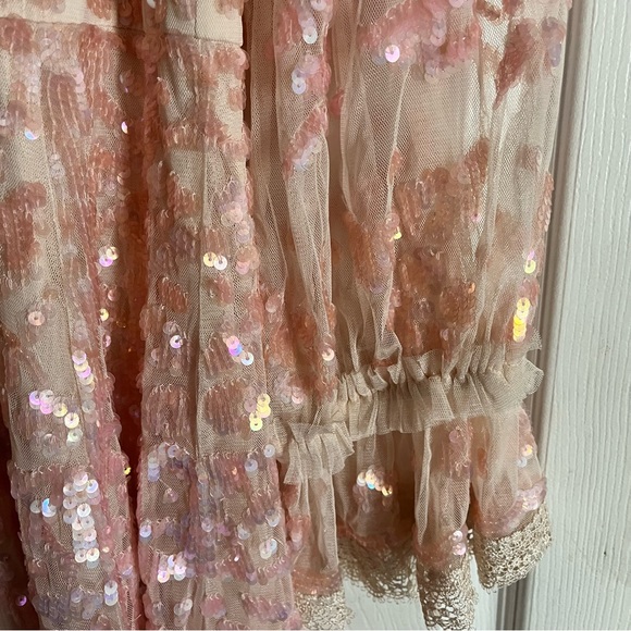 Needle&Thread Lace-trimmed Sequin-embellished Tulle Mini Dress Pink - Picture 9 of 9